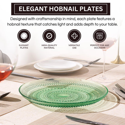 Green Hobnail Glass Plates and Charger Sets