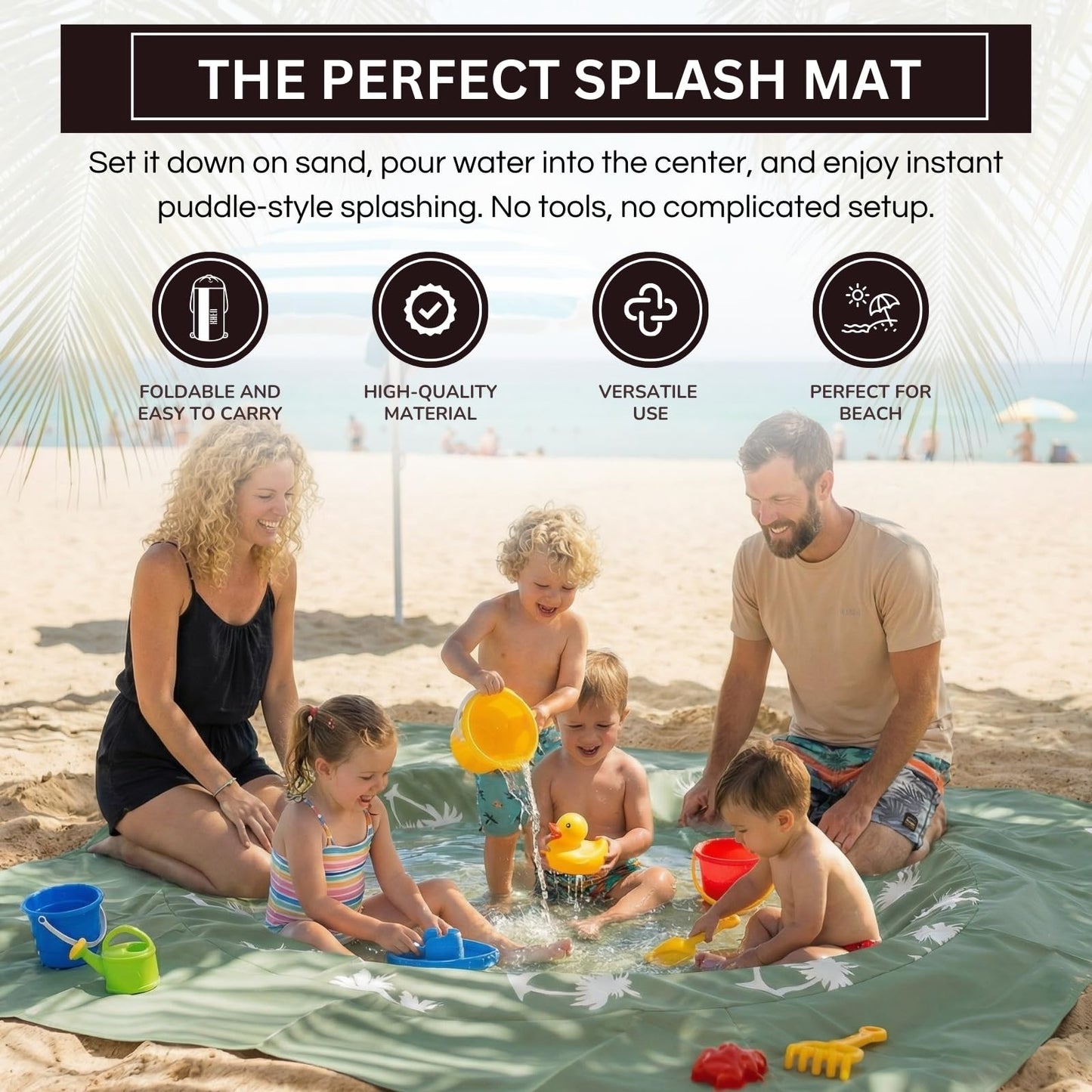 Baby Beach Splash Mat Green And Lightweight Design