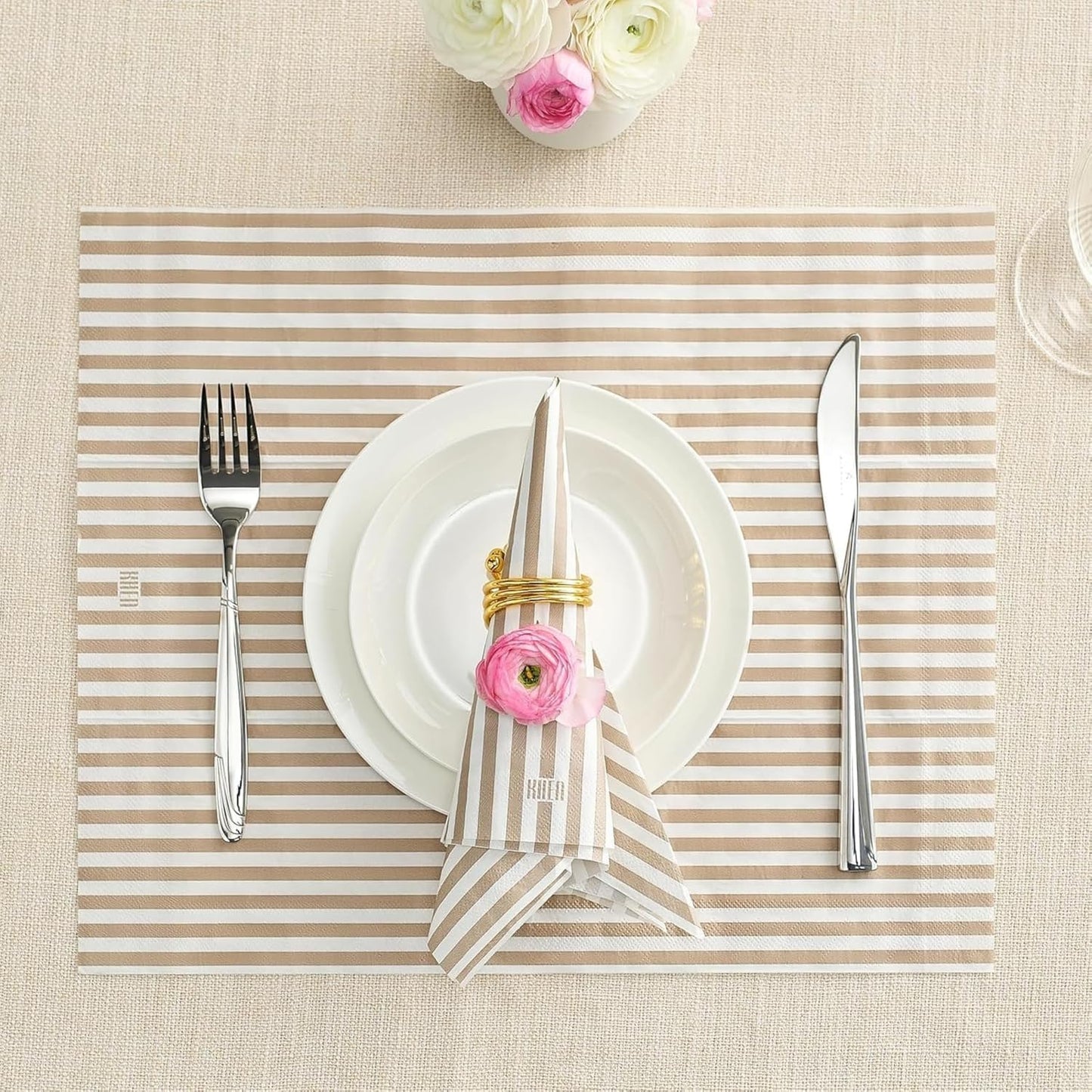 Gray Stripe Disposable Napkins and 50 Pieces