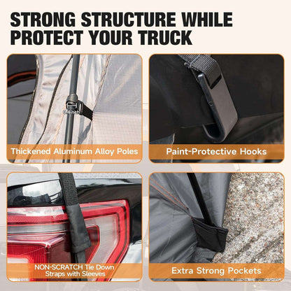 Umbrauto 6.4-6.7ft truck bed tent for 2 with aluminum poles and paint-protective hooks on Tampa Home & Garden Store