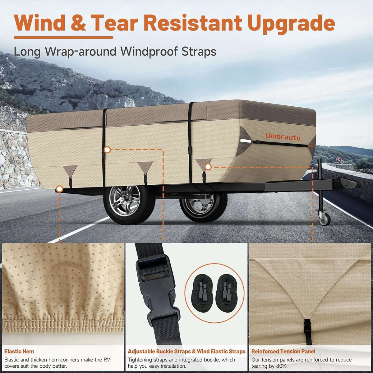 Umbrauto popup camper cover khaki, 7-layer top and 3-layer sides on Tampa Home & Garden Store