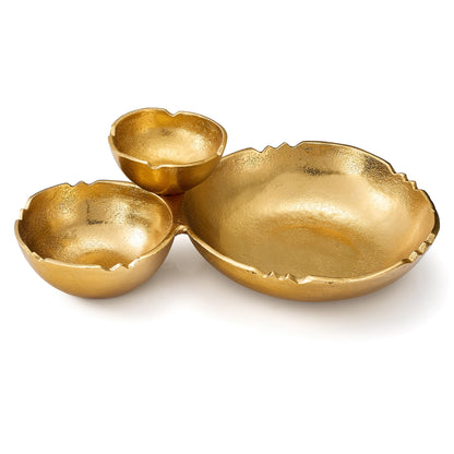 Set Of 3 Gold Clusters And A Decorative Tray