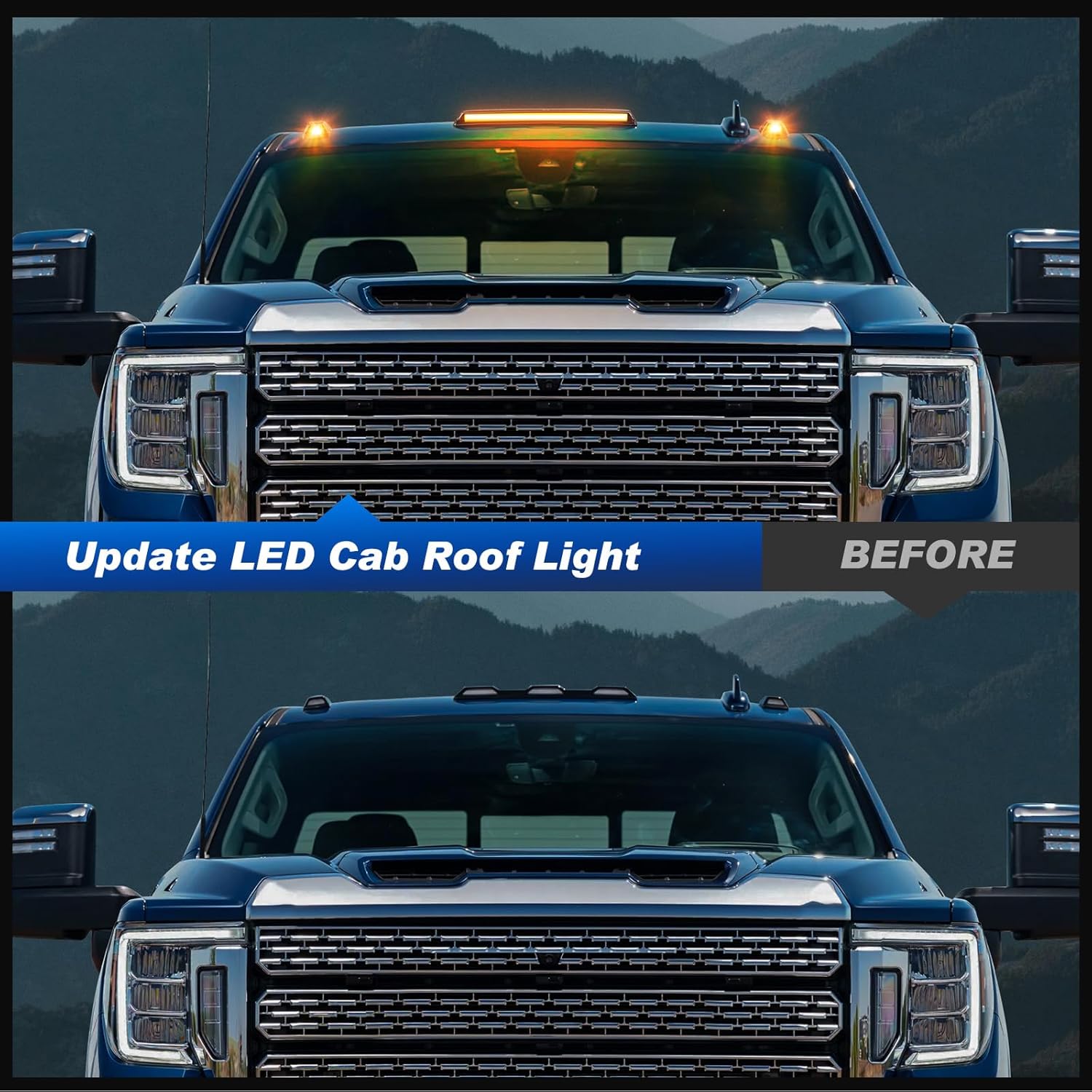 GMC Chevy HD smoked white amber LED cab roof lights exterior/interior motor vehicle lighting by AutoLEDTech.com on Tampa Home & Garden Store
