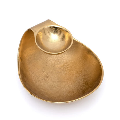 Gold Brass Chip and Dip Centerpiece Bowl