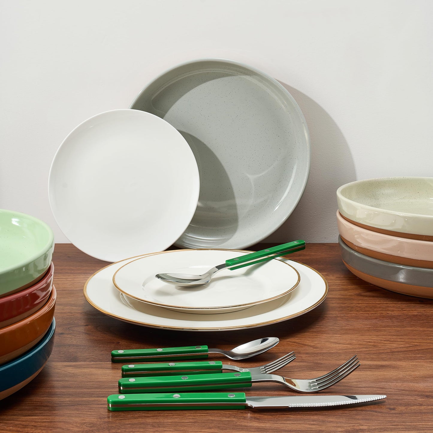 Green Stainless Steel Flatware Set of 20 Pieces