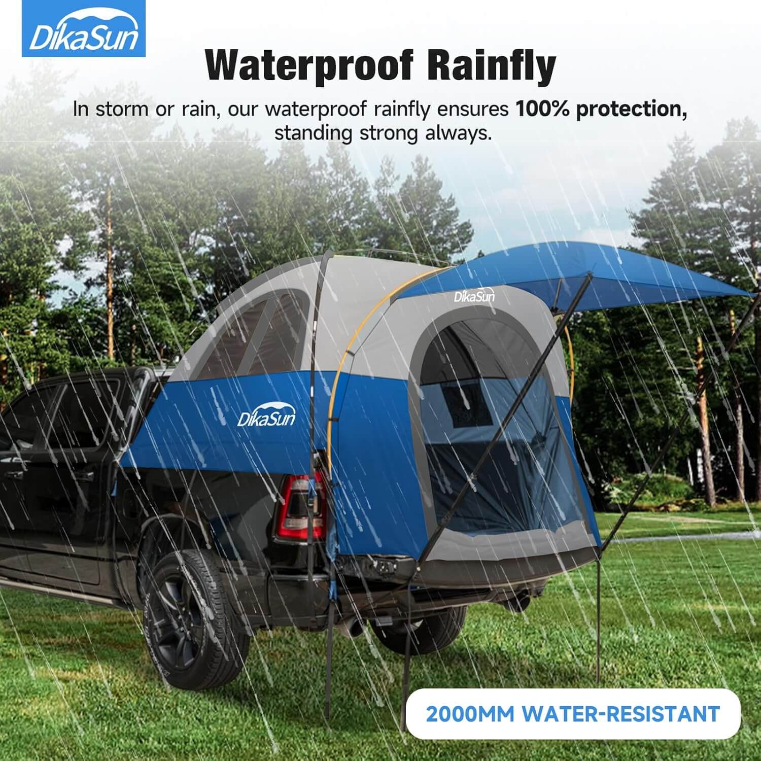 Truck bed tent Dikasun Outdoor blue awning for 5.5–6.7 ft pickup beds on Tampa Home & Garden Store