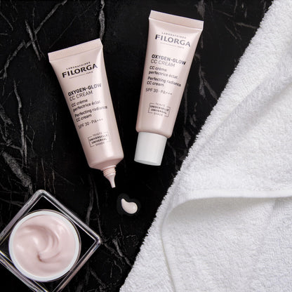 Filorga Oxygen-Glow CC Cream tubes in pink packaging with SPF30 PA+++ universal shade, two tubes on Tampa Home & Garden Store