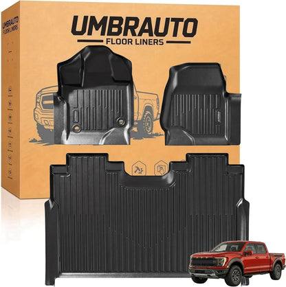 Umbrauto all-weather floor mats for Ford F-150, black TPE liners, with rear mats on Tampa Home & Garden Store