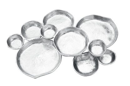 Decorative Cluster of Silver Bowls and Tray