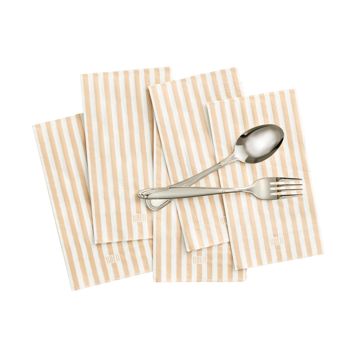 Beige and White Striped Disposable Napkins Set