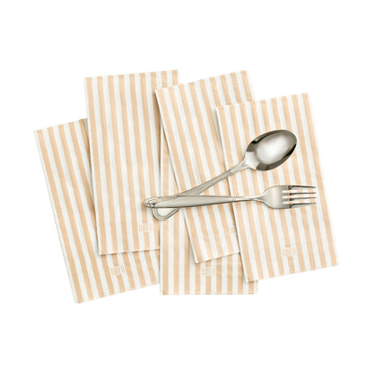 Beige and White Striped Disposable Napkins Set