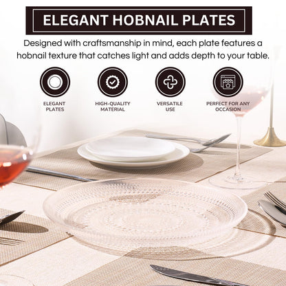 Clear Glass Hobnail Charger Plates and Set