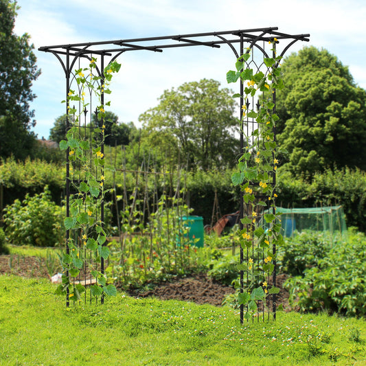 81 Inch Garden Arbor Metal Archway for Climbing Plants-Black