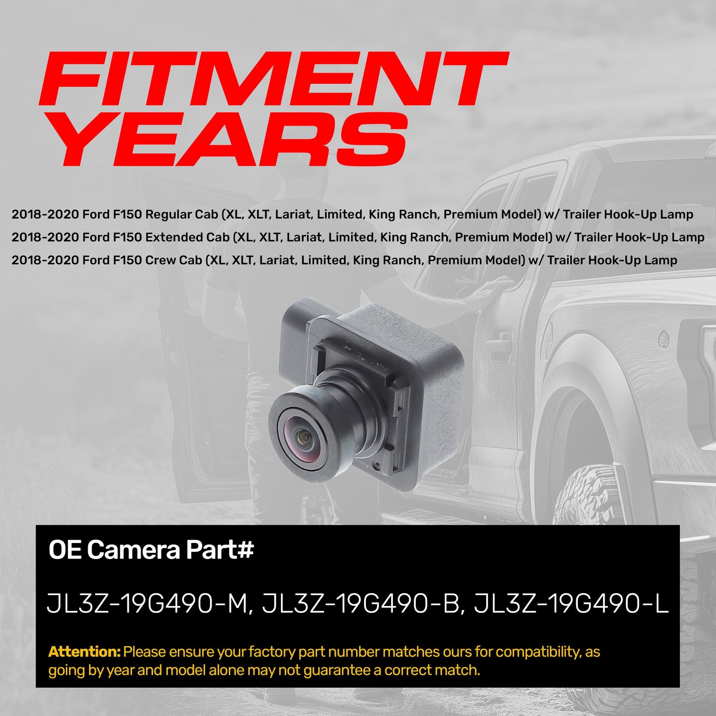 Master Tailgaters OE backup camera for 2018–2020 Ford F-150 with trailer hook-up lamp on Tampa Home & Garden Store