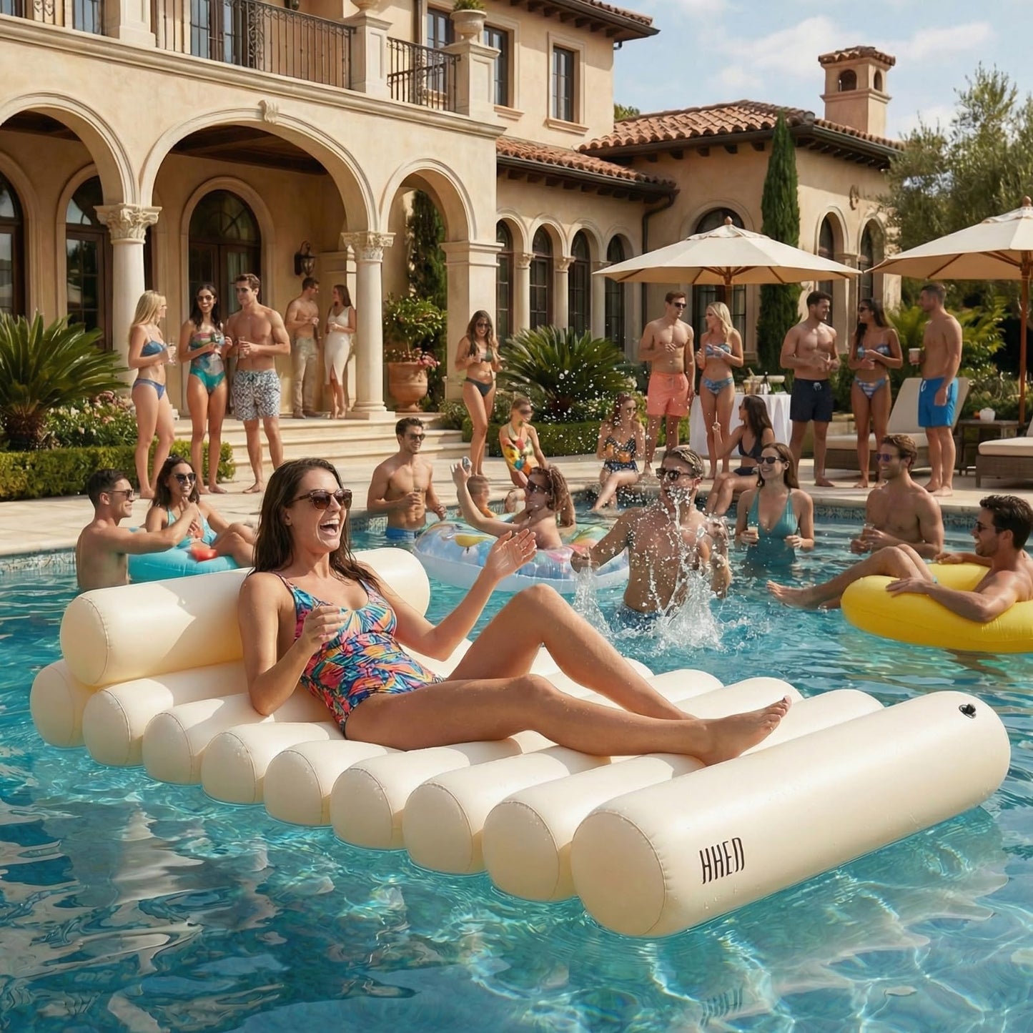 White and Inflatable Cushioned Bubble Lounger