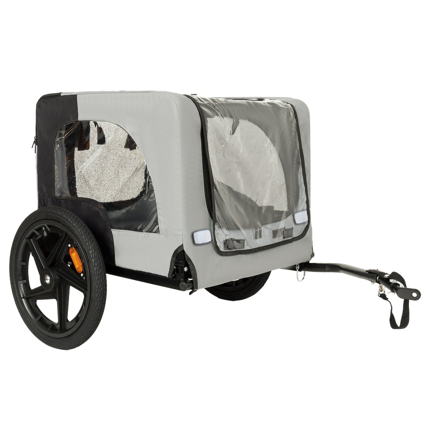 Pet trailer with 16-inch all-terrain wheels, gray fabric and mesh panels on Tampa Home & Garden Store