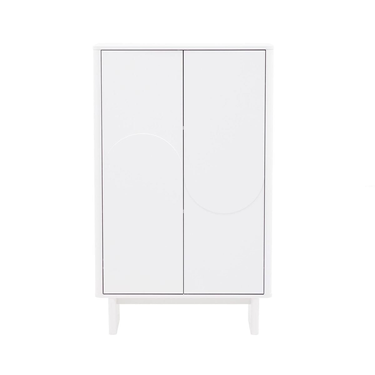 Accent Cabinet white two-door with circular panel details and slim frame on Tampa Home & Garden Store