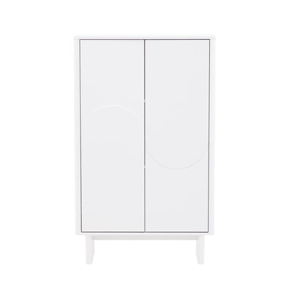 Accent Cabinet white two-door with circular panel details and slim frame on Tampa Home & Garden Store