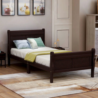 Dark wood platform bed frame with headboard and footboard by Unique Piece Furniture on Tampa Home & Garden Store