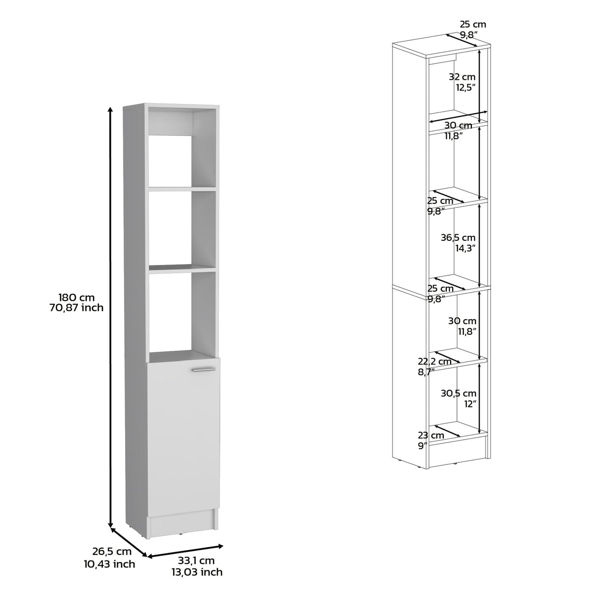 White linen cabinet with adjustable shelves, 1-door, 6-shelf unit by HouseOfZazla on Tampa Home & Garden Store