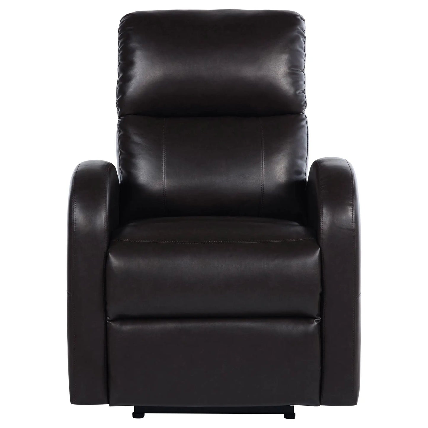 Meglia power recliner chair in dark brown leather with padded headrest and wide armrests on Tampa Home & Garden Store