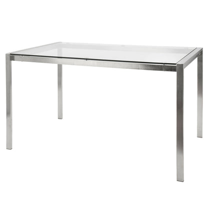 Fuji Modern Dining Table with glass top and brushed stainless steel frame by HouseOfZazla on Tampa Home & Garden Store