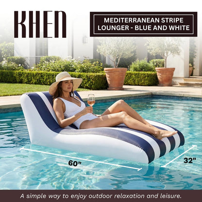 the Mediterranean Stripe Inflatable Pool Lounger