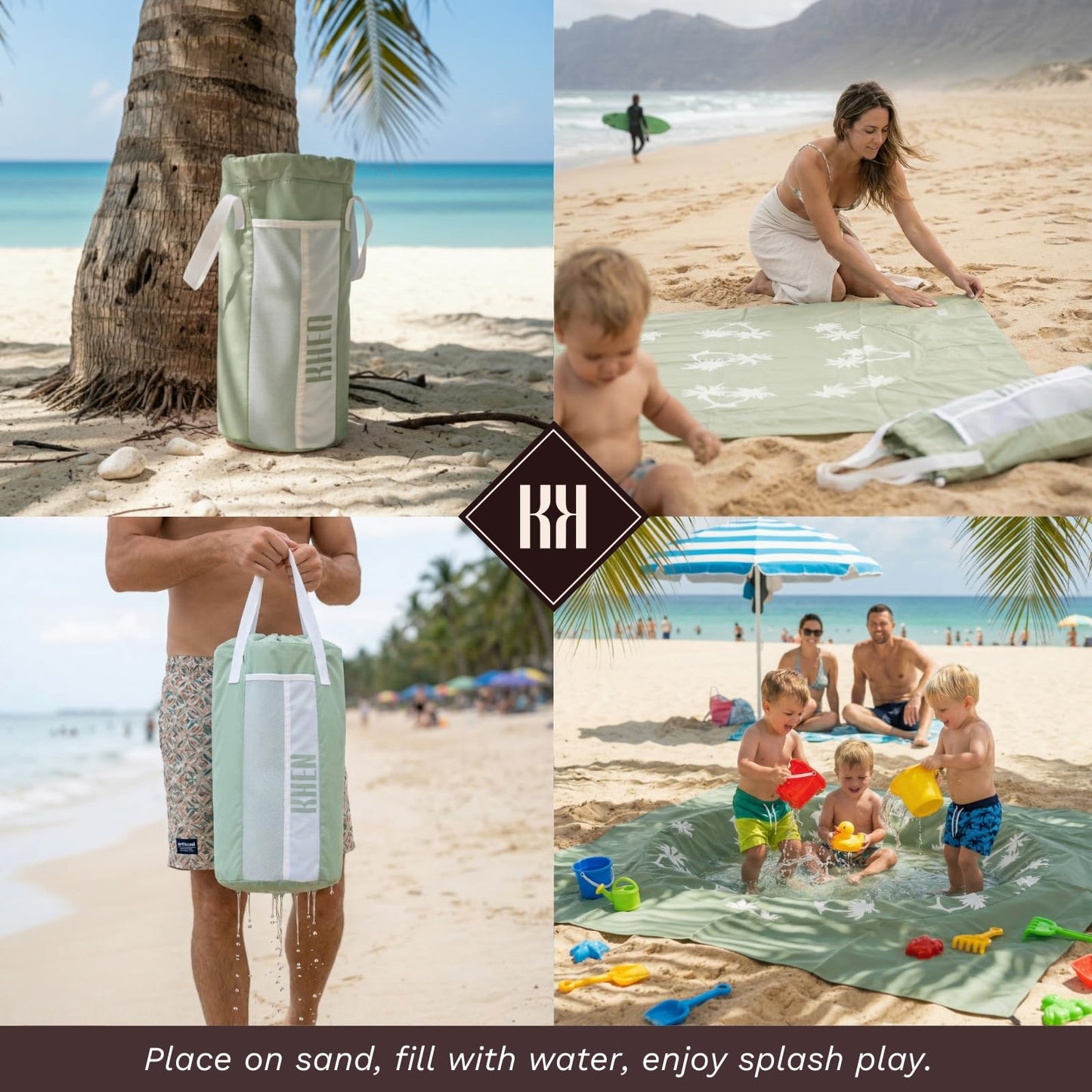 Baby Beach Splash Mat Green And Lightweight Design