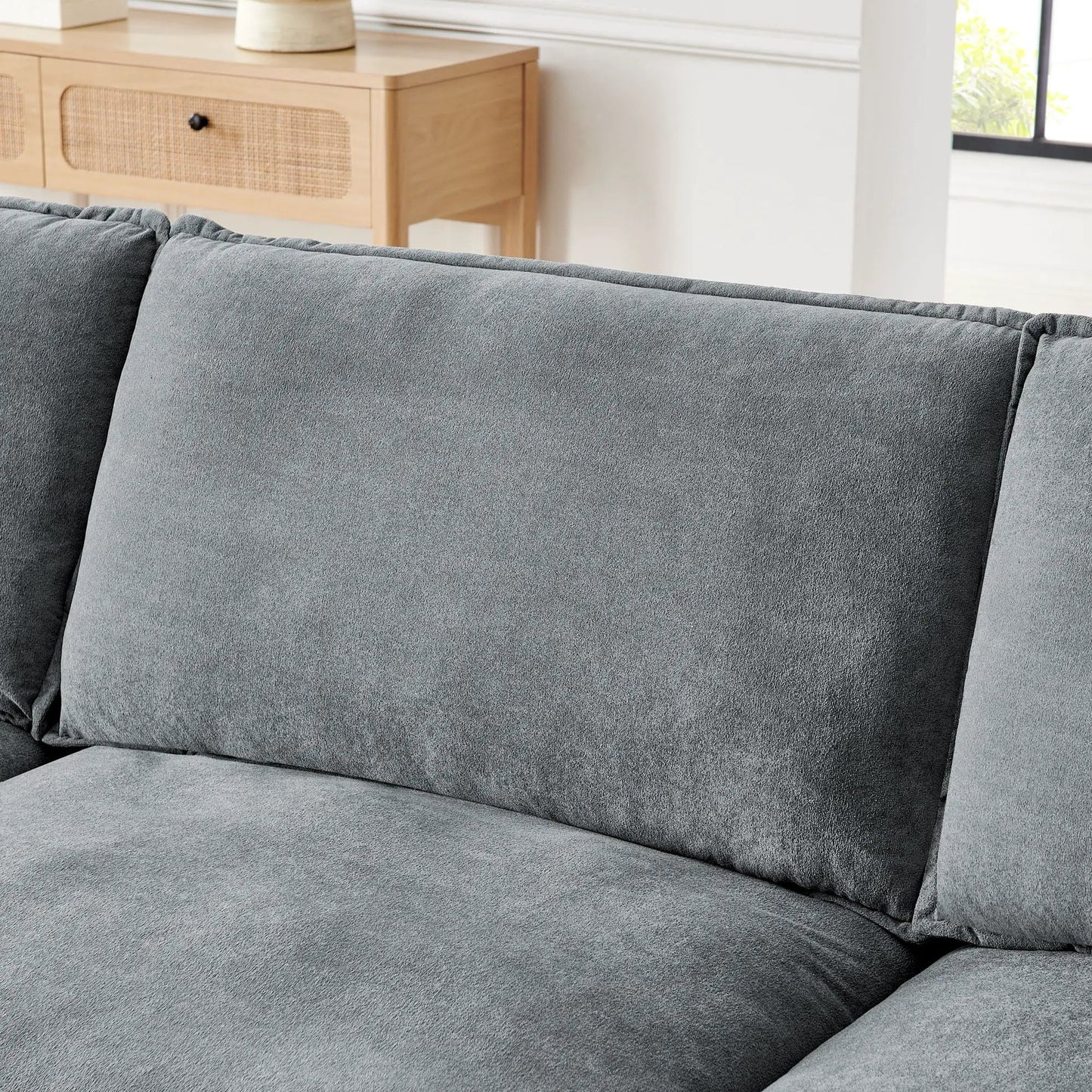 Gray fabric L-Shaped sofa with ottoman, convertible 4-seat couch by Unique Piece Furniture on Tampa Home & Garden Store