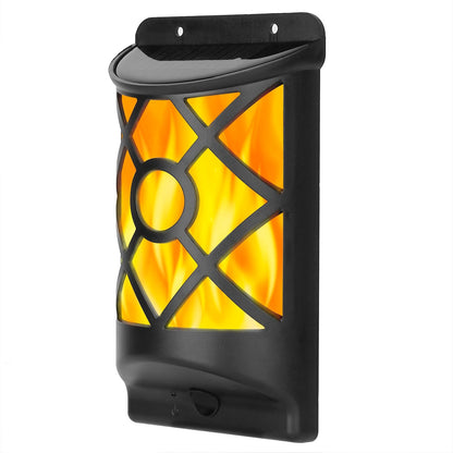 Flame solar wall light GBruno Store, outdoor 96 LEDs, amber glow, wall-mount lantern on Tampa Home & Garden Store
