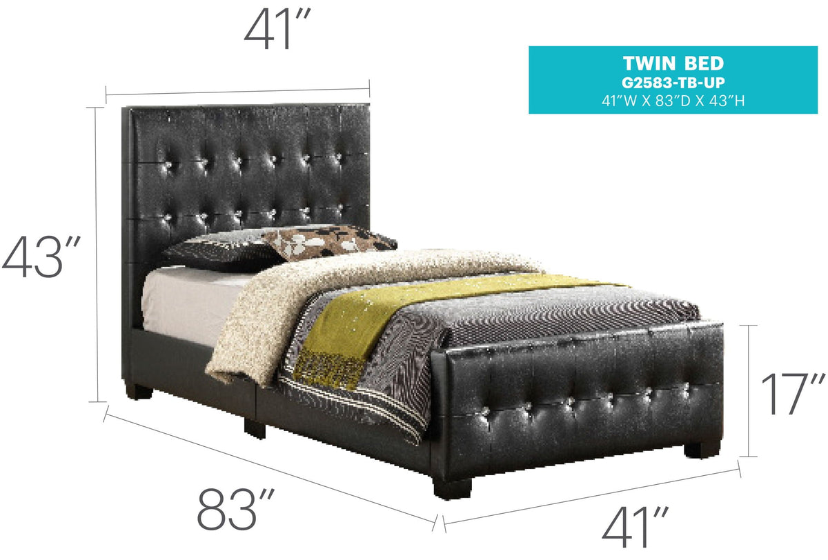 Stylish transitional upholstered bed in dark charcoal with tufted headboard on Tampa Home & Garden Store