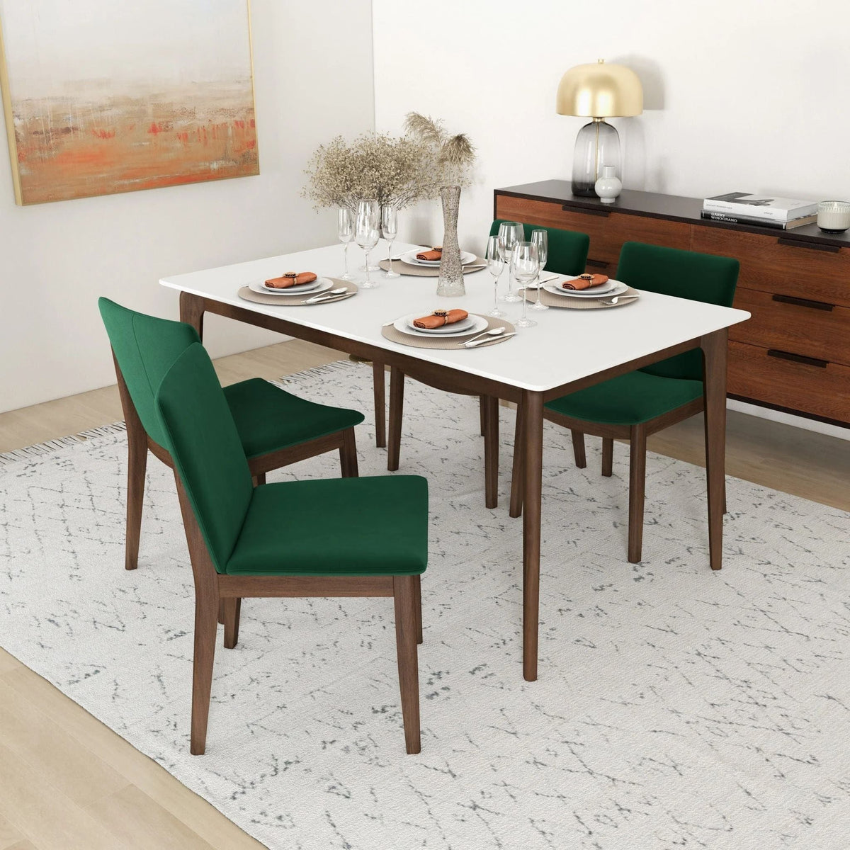 Chair set by HouseOfZazla, solid wood dining chairs with green fabric upholstery for kids on Tampa Home & Garden Store