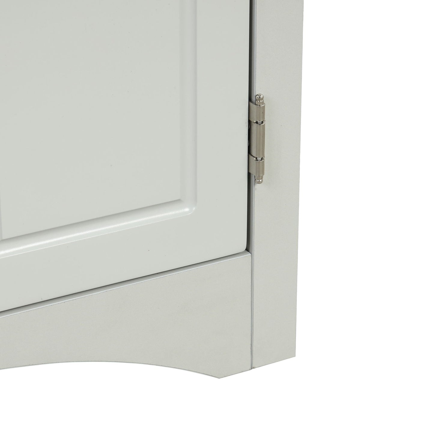 Triangle bathroom storage cabinet with adjustable shelves, freestanding white linen cabinet on Tampa Home & Garden Store