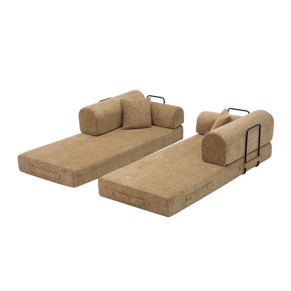 Modern Two Tone Fabric Sofa and Convertible Bed