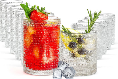 Khen Hobnail Clear Drinking Glasses Set of 12