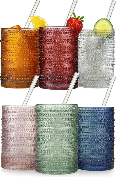 Khen Hobnail Drinking Glasses and Matching Straws