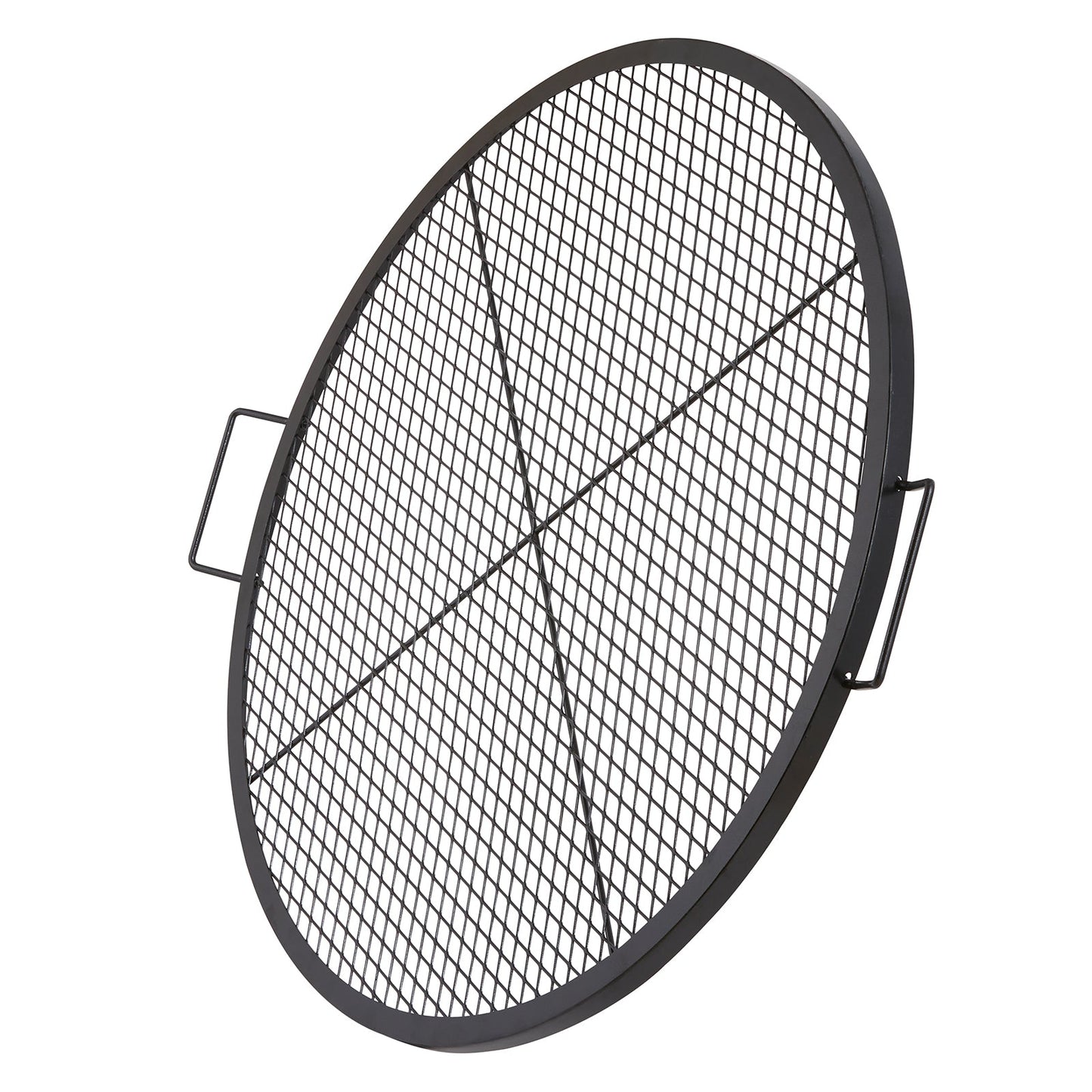 X-Marks Fire Pit Grill Grate 36in round black steel with side handles by HouseOfZazla on Tampa Home & Garden Store