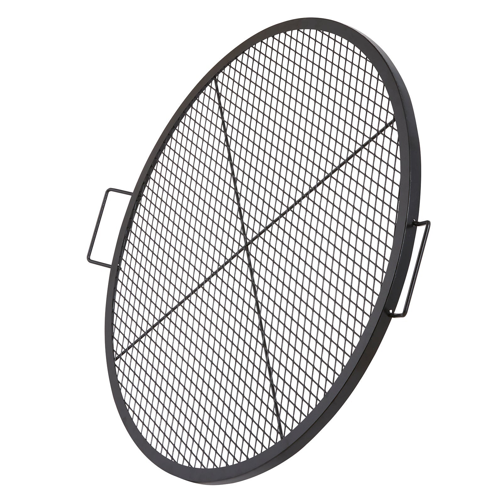 X-Marks Fire Pit Grill Grate 36in round black steel with side handles by HouseOfZazla on Tampa Home & Garden Store