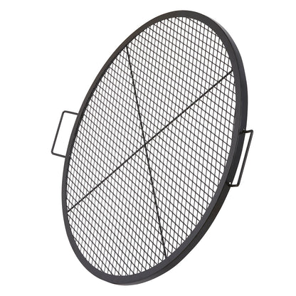 X-Marks Fire Pit Grill Grate 36in round black steel with side handles by HouseOfZazla on Tampa Home & Garden Store