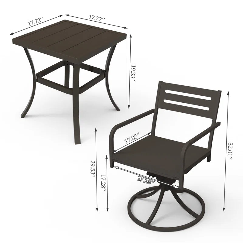 Outdoor Metal Swivel Patio Chairs and Table