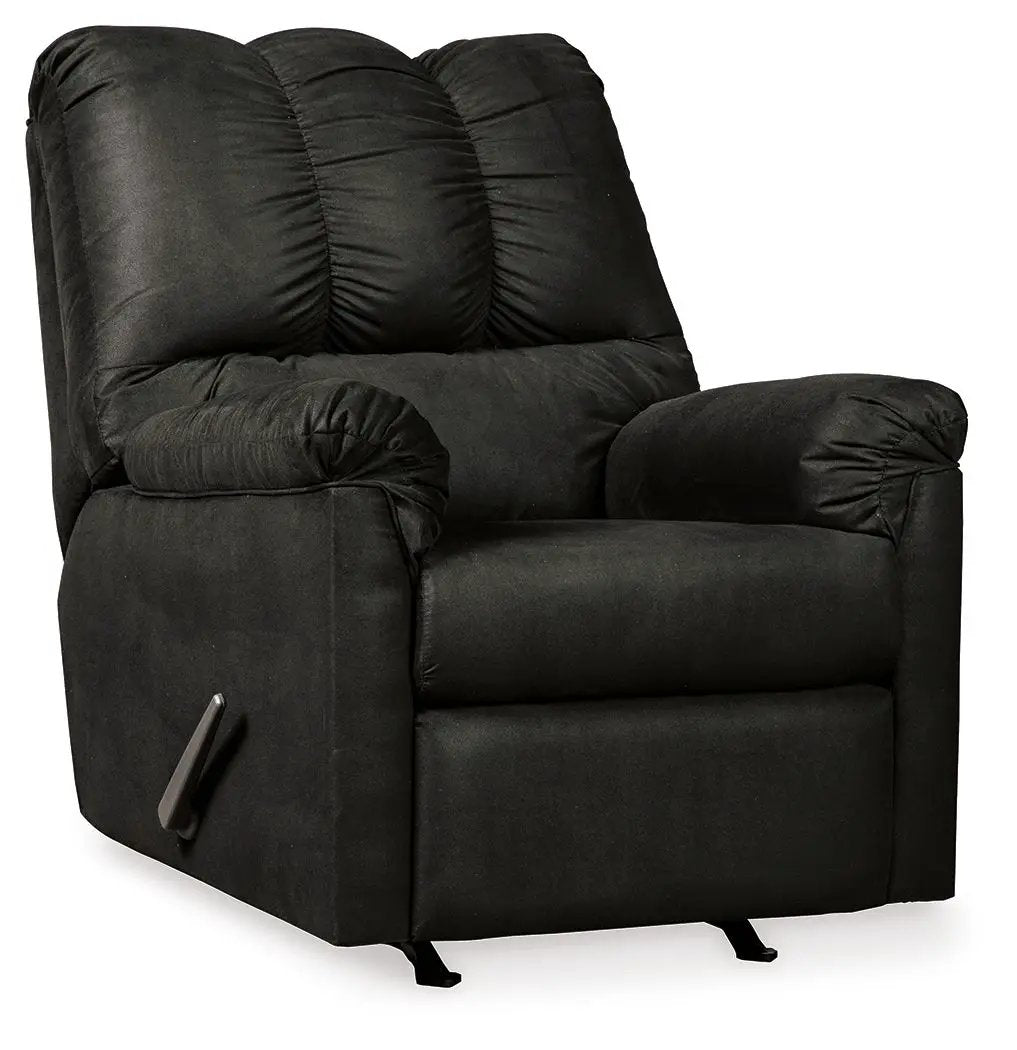 Darcy Rocker Recliner black fabric upholstery with manual lever Unique Piece Furniture on Tampa Home & Garden Store