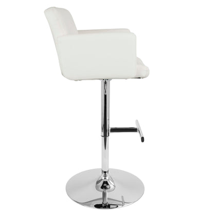 White HouseOfZazla bar-height swiveling padded seat bar stool with chrome pedestal base on Tampa Home & Garden Store