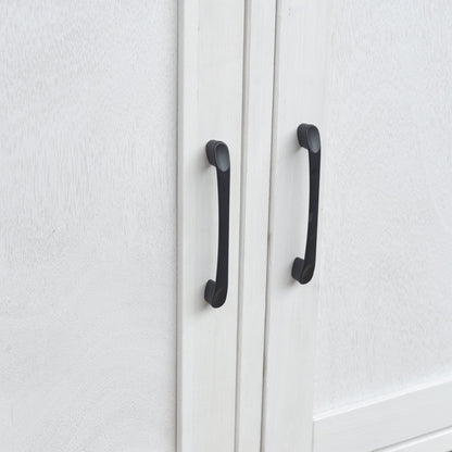 White wooden outdoor kitchen island storage cabinet doors with black metal handles on Tampa Home & Garden Store