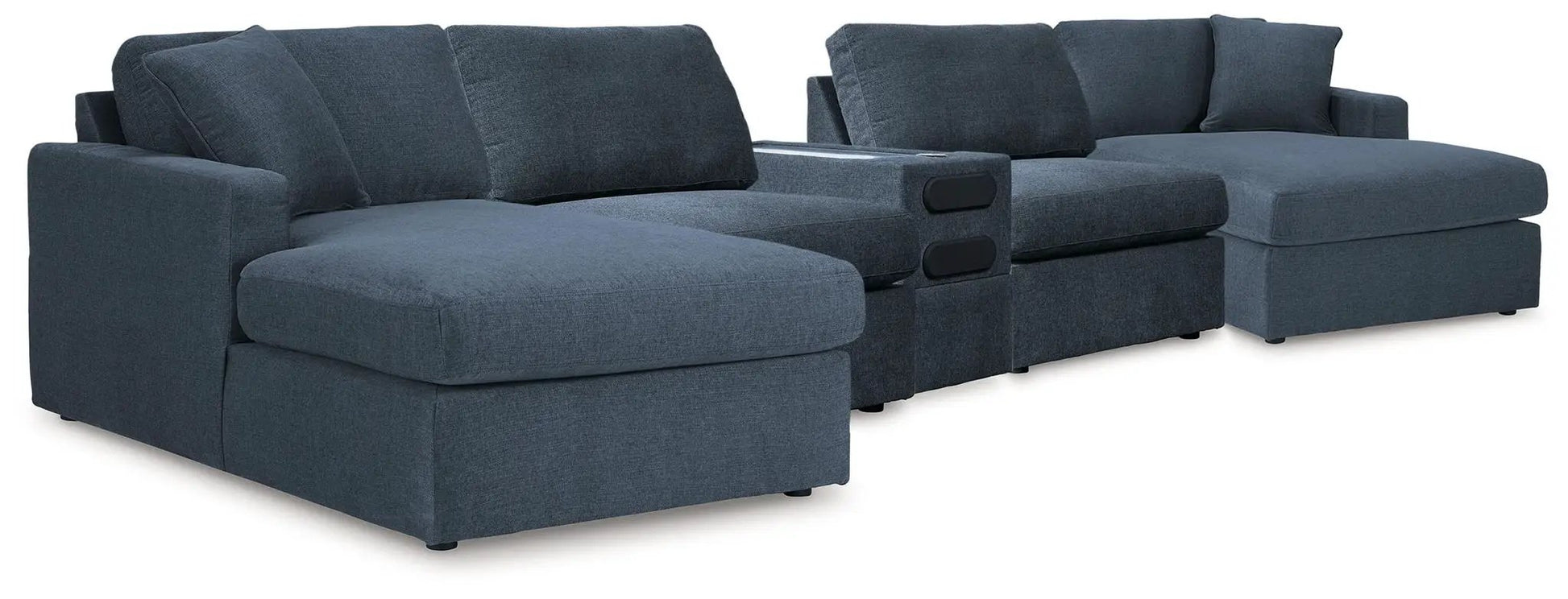 Modmax Sectional Ink dark blue stationary sofa with built-in cupholders, modular layout on Tampa Home & Garden Store
