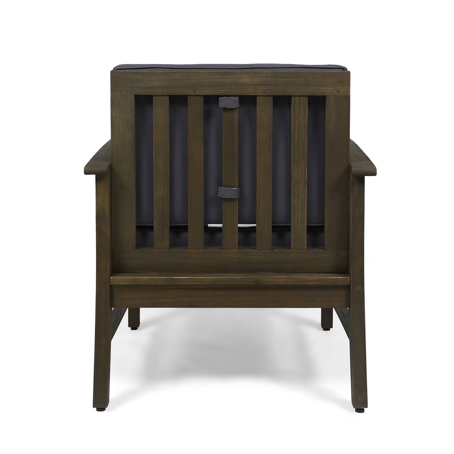 Perla Contemporary Club Chair outdoor arm chair with dark wood frame and water resistant cushion HouseOfZazla on Tampa Home & Garden Store