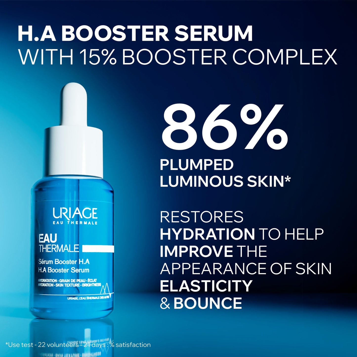 Uriage Eau Thermale H.A Booster Serum facial bottle with blue glass and white dropper on Tampa Home & Garden Store