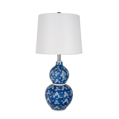 Table lamp with blue and white two-tier ceramic vase base and white shade HouseOfZazla on Tampa Home & Garden Store