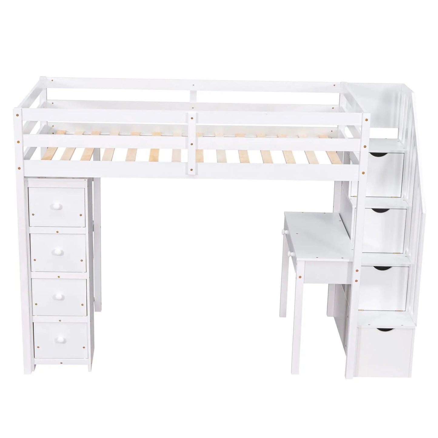 Loft Bed with Storage Drawers Desk and Stairs