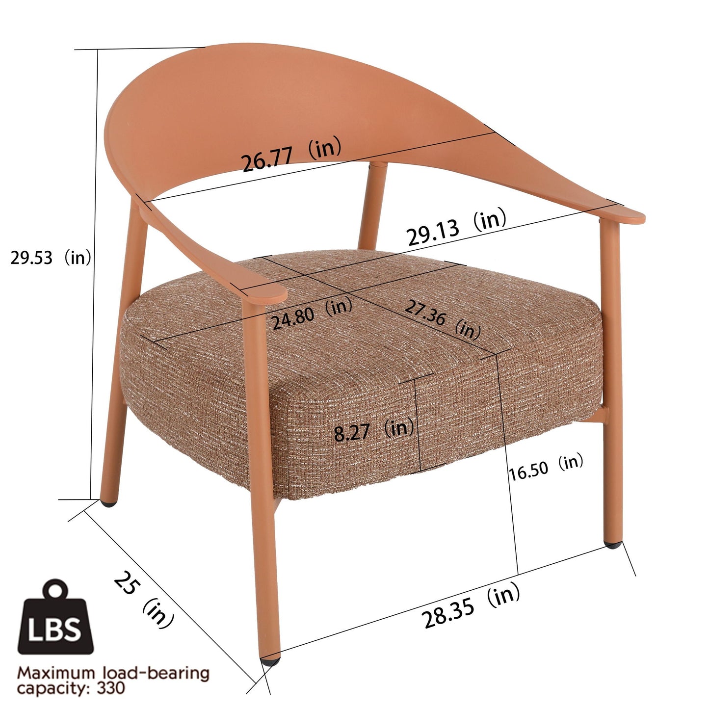 3 Piece Outdoor Set by HouseOfZazla with orange seat cushions and sturdy metal legs on Tampa Home & Garden Store