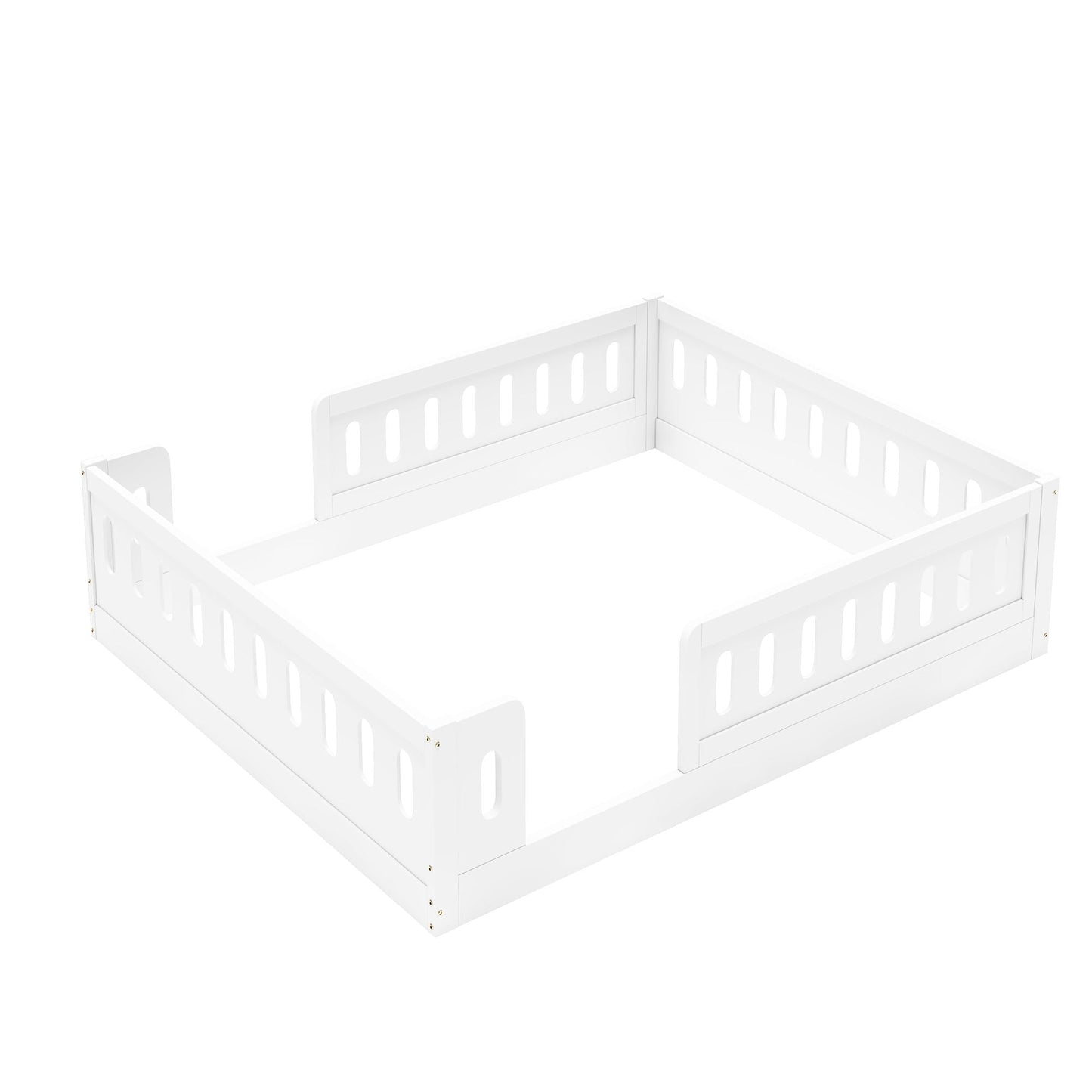 Platform bed with guardrail white finish, HouseOfZazla brand bed frame on Tampa Home & Garden Store